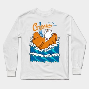 Croissant and Cat in the Wave Long Sleeve T-Shirt